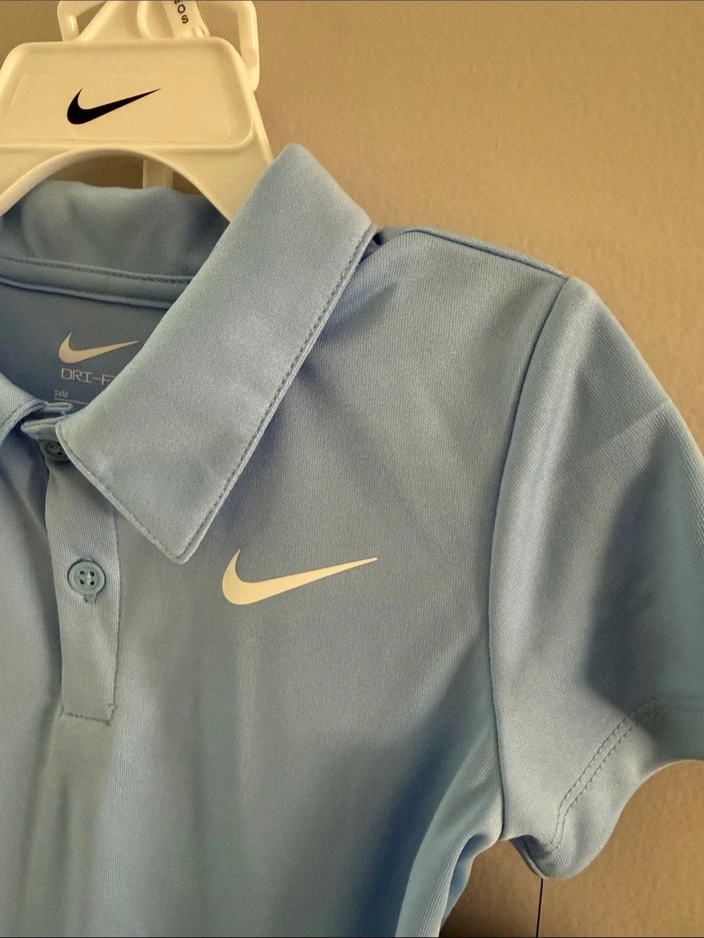 Nike Kids Light Blue Polo and Tan Shorts Set